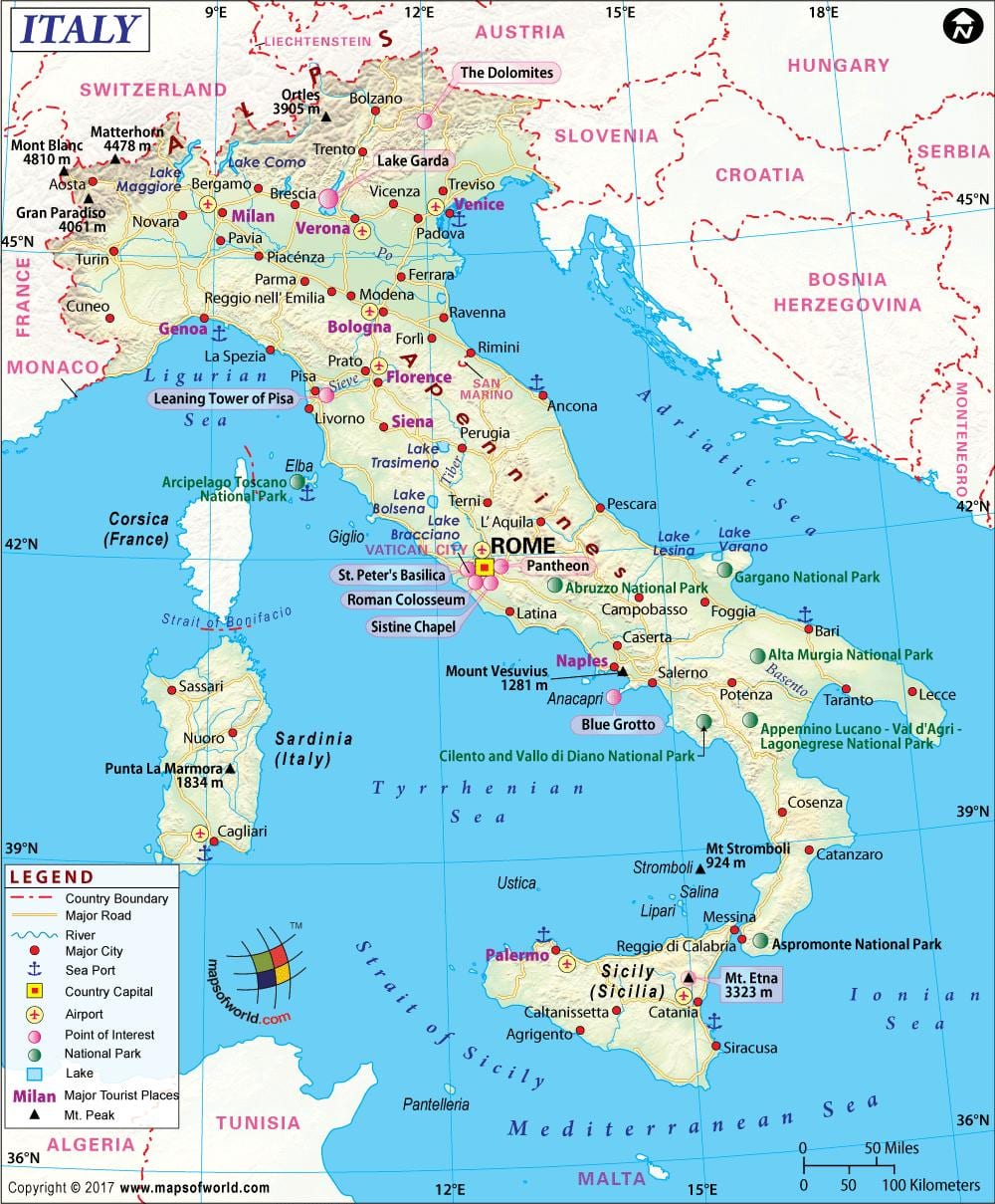 Mapa napulju italiji okoline