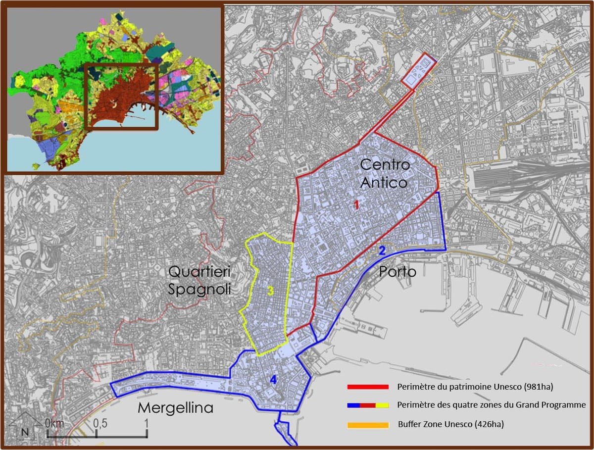 Mapa napulju istorijski centru
