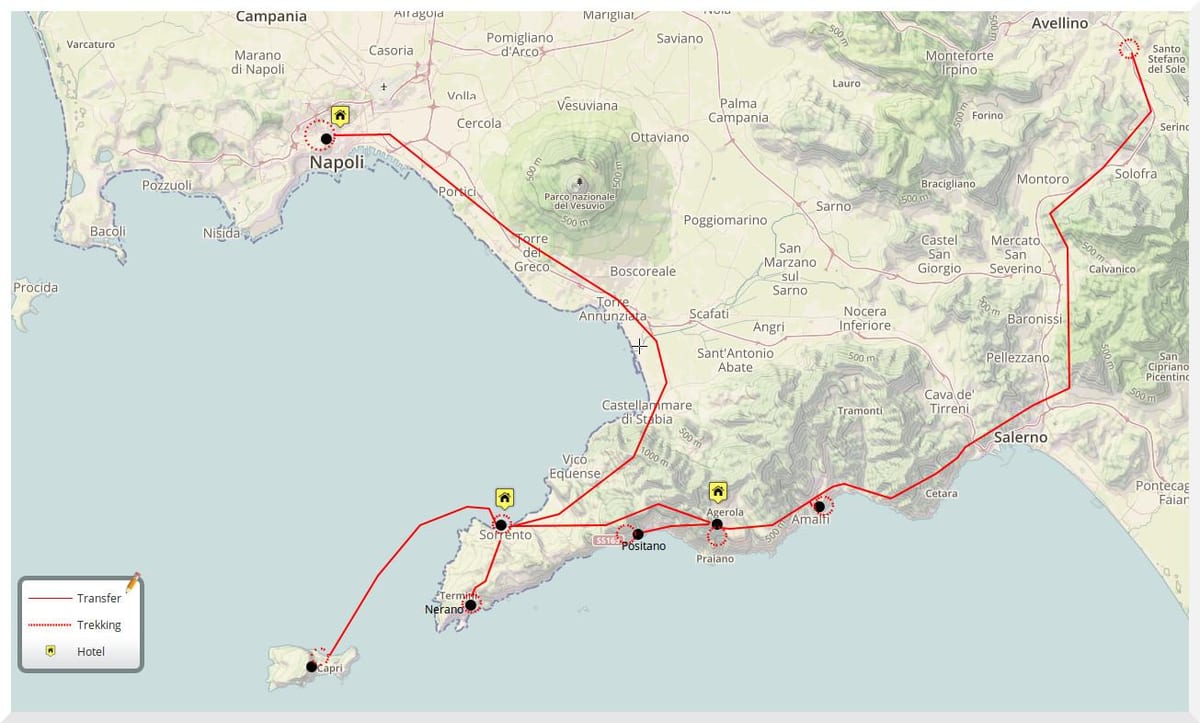 Mapa napulju italiji hoda obilazak